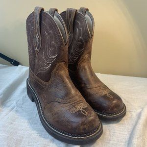 Ariat Fatbaby Brown Leather Western Boots  Womens Size 8 B Cowgirl EUC